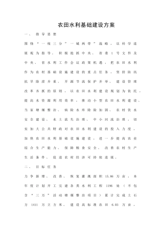 农田水利基础建设方案精品策划方案