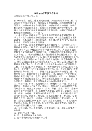 农经站站长年度工作总结