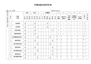 凹二环境因素识别评价表