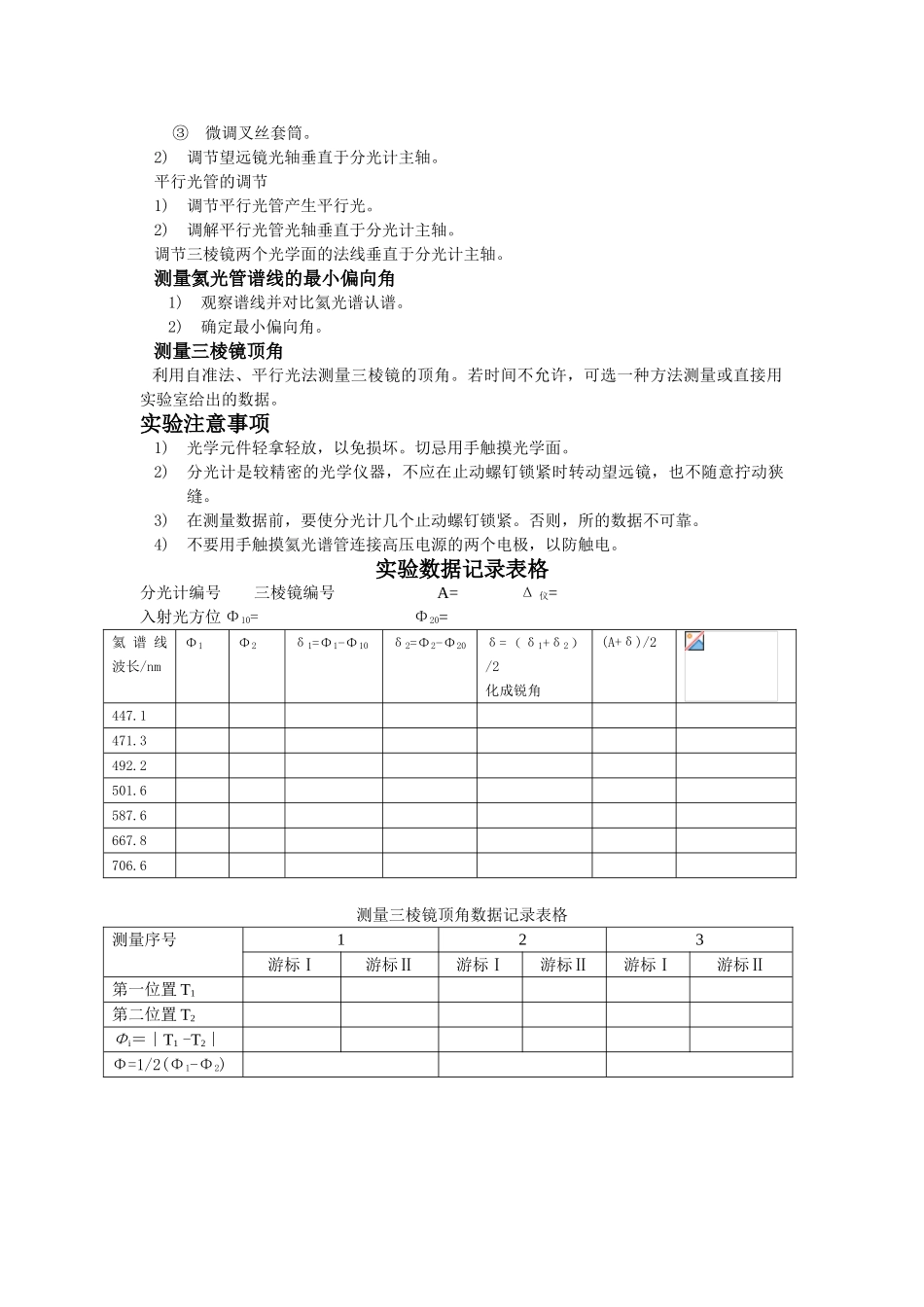 分光计的调节和色散曲线的测定(预习报告)_第2页