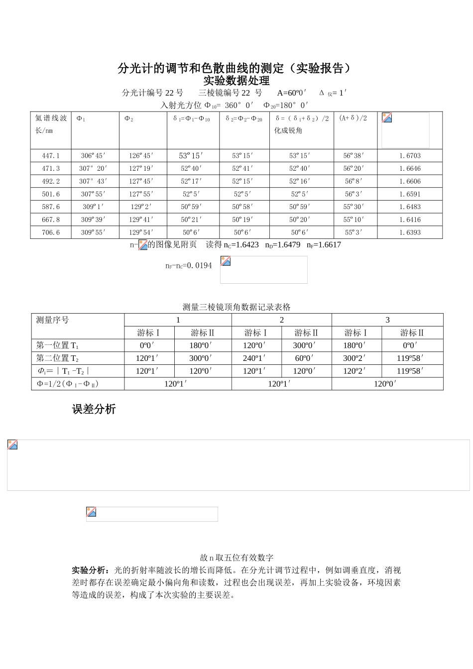 分光计的调节和色散曲线的测定_第1页