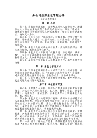 分公司经济承包管理办法
