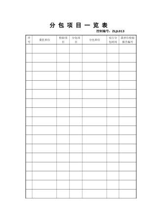 分包项目一览表