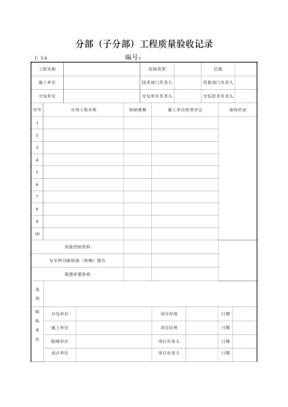 分部工程质量验收记录