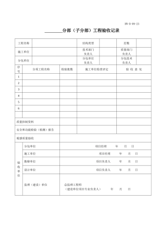 分部工程验收记录