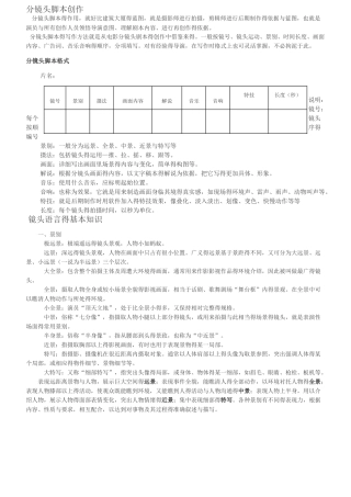 分镜头脚本、镜头语言