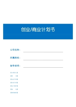 创业商业计划书模板V1041