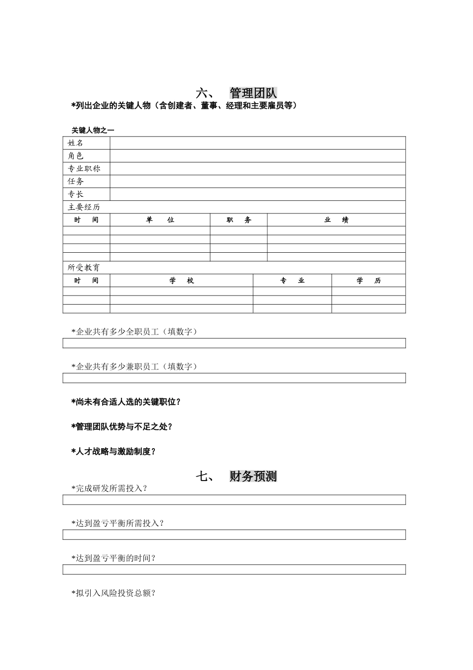创投企业商业计划书模板_第2页