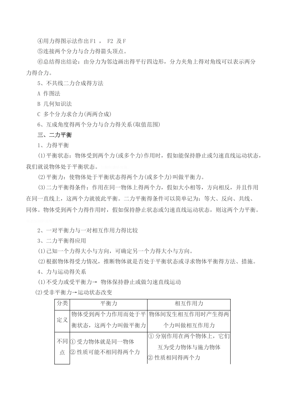初中物理运动与力知识点_第3页