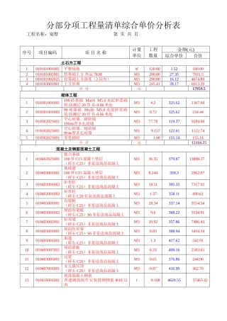 别墅土建工程清单报价