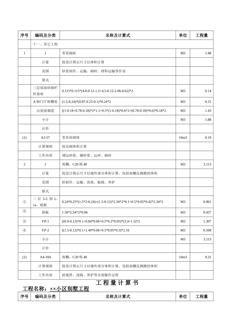 别墅工程v基他构件计算式_第2页