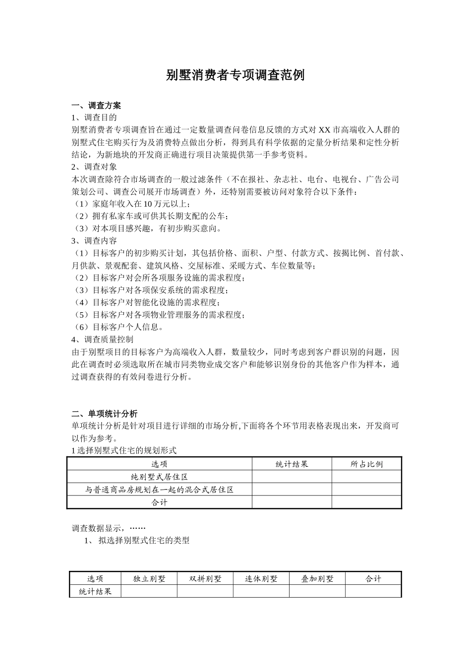 别墅消费者专项调查范例_第1页
