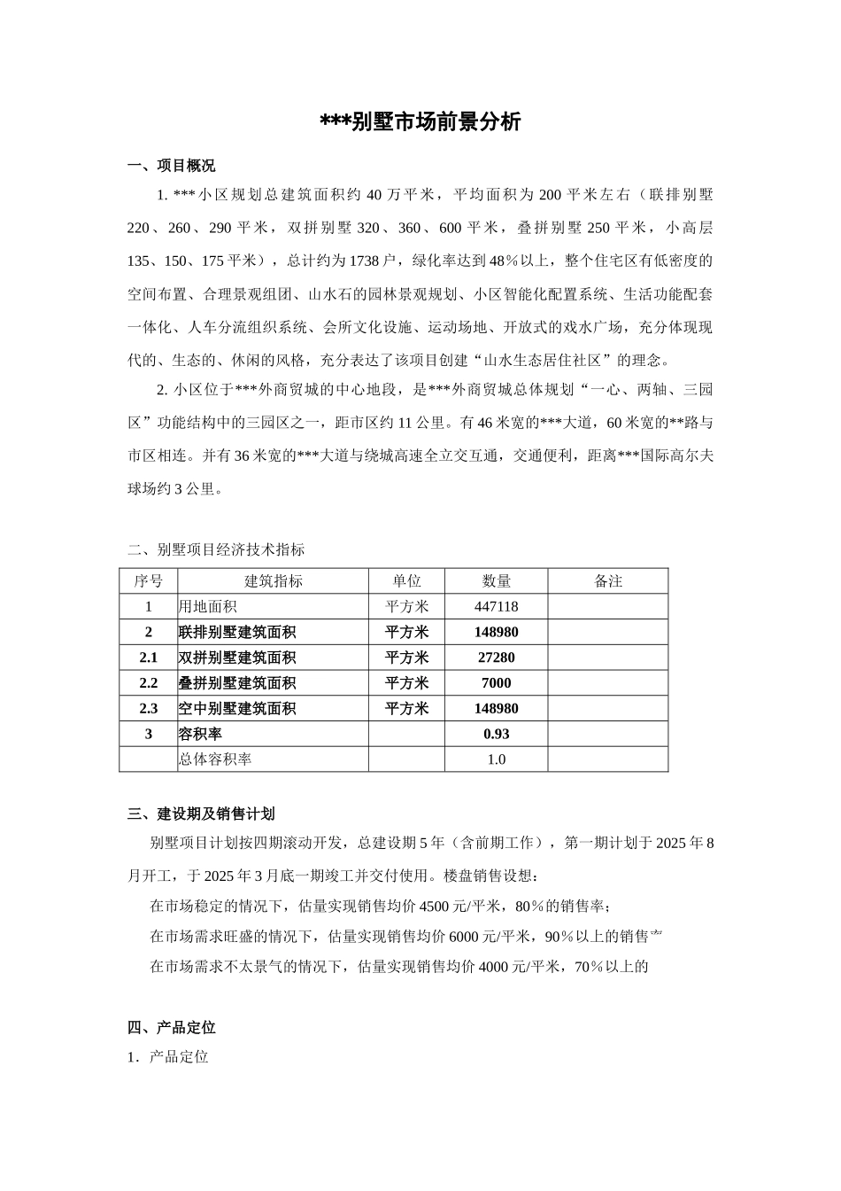 别墅项目销售前景分析_第1页
