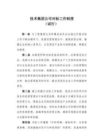 制度范例集团公司对标工作制度