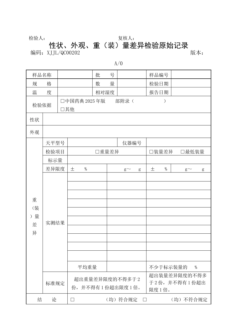 制药企业全套检验记录_第2页