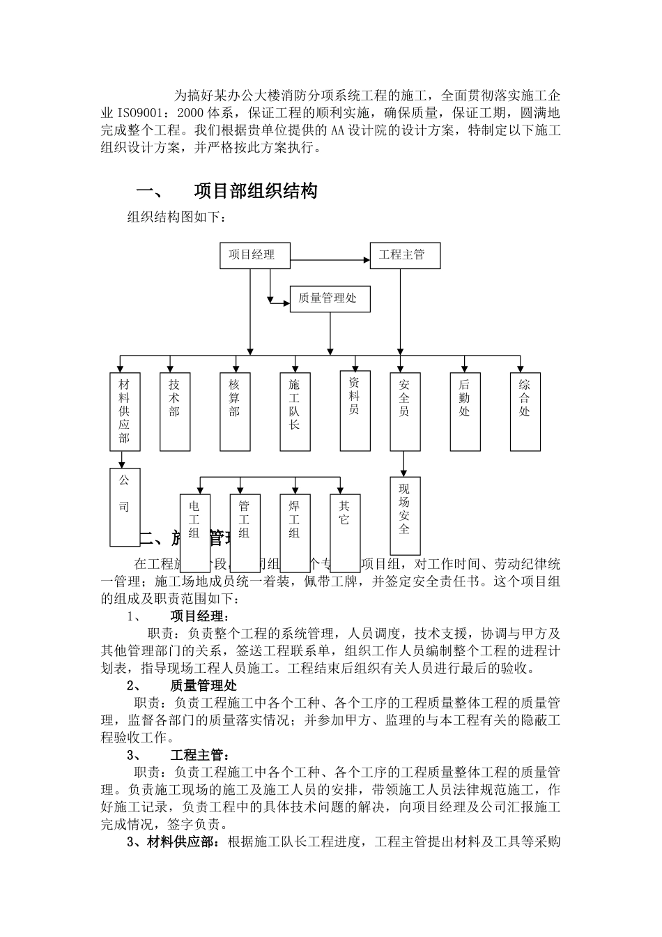 办公大楼消防报警及自动灭火系统工程施工方案_第1页