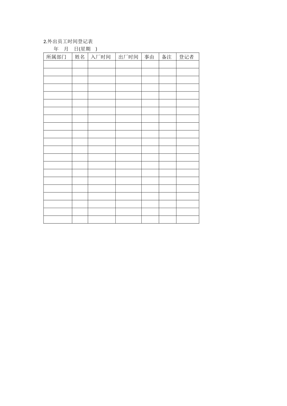 办公室管理制度安全保卫管理表格_第2页