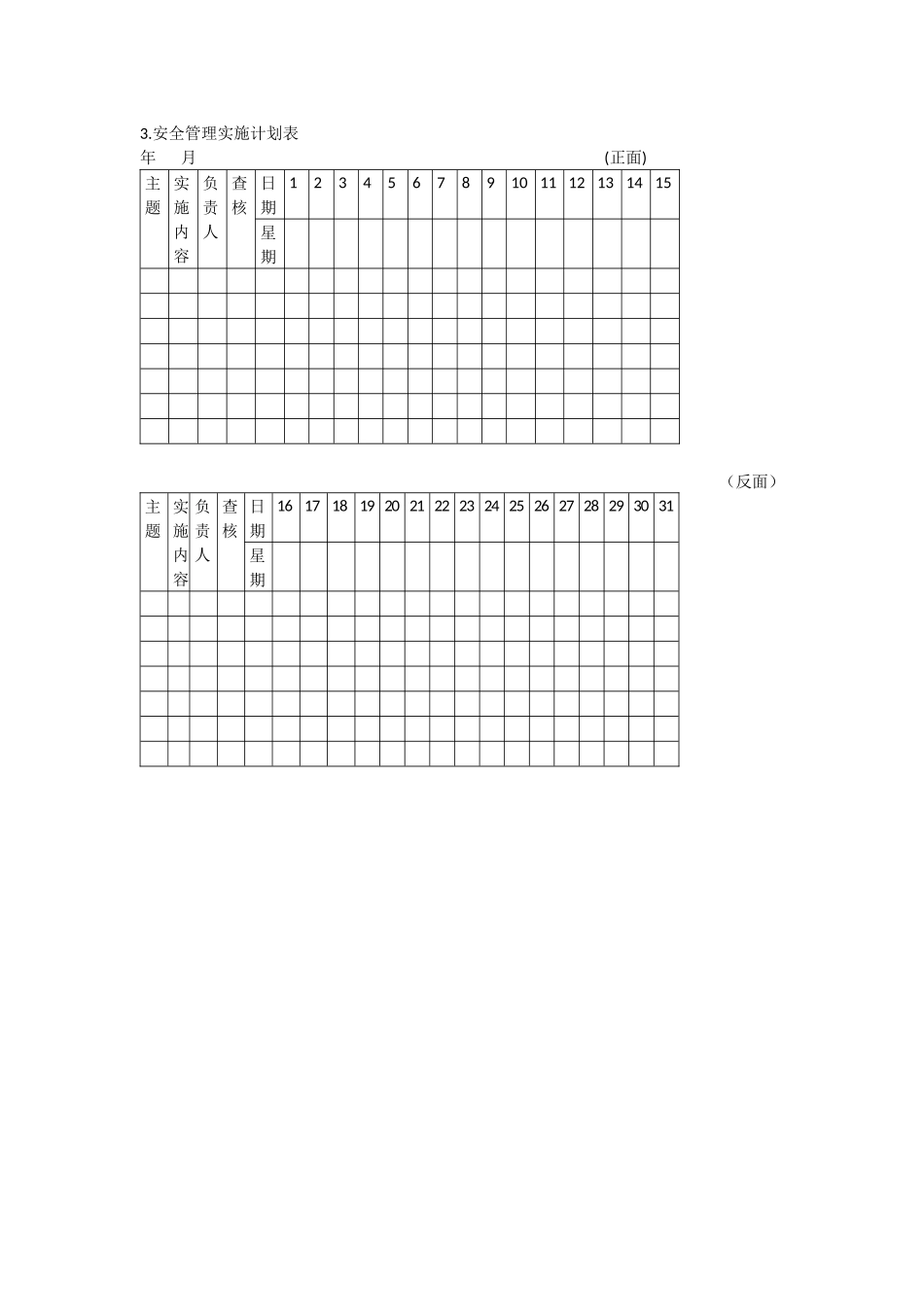 办公室管理制度安全保卫管理表格_第3页