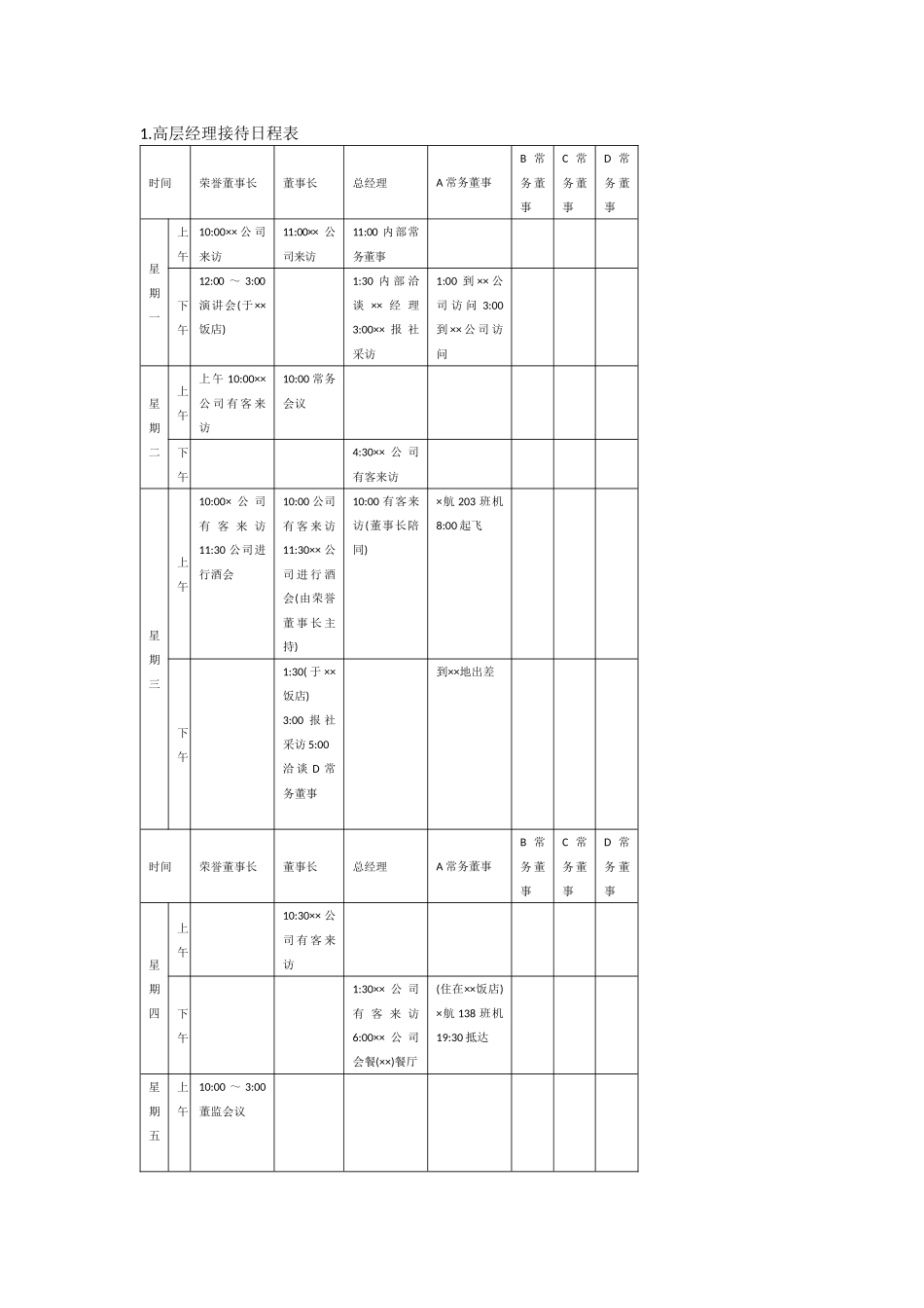 办公室管理制度涉外事务管理表格_第1页