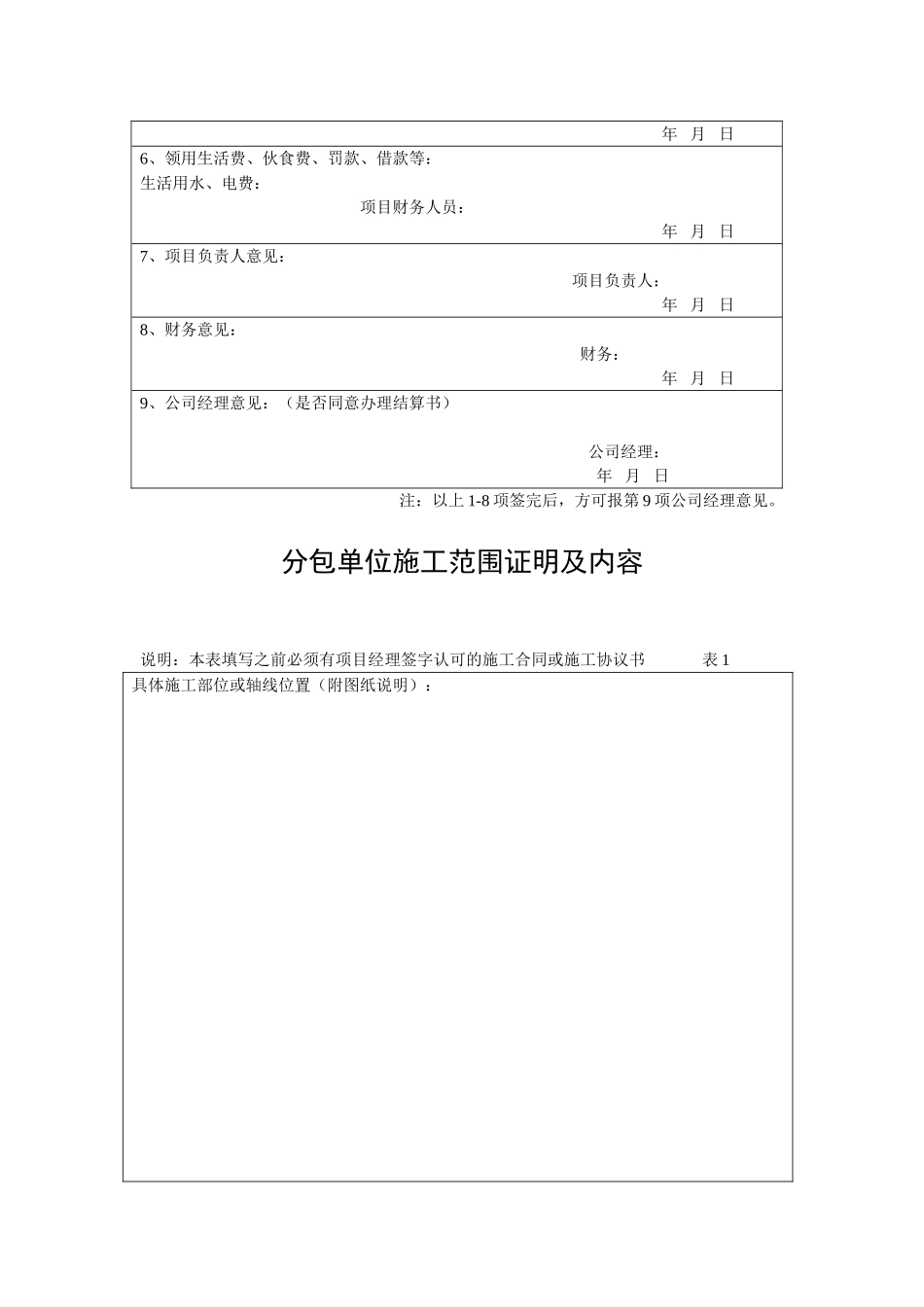 办公楼分包工程结算表格_第3页