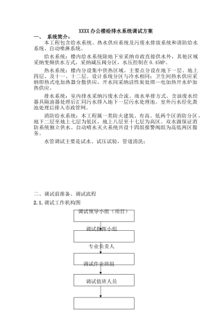 办公楼给排水系统调试方案