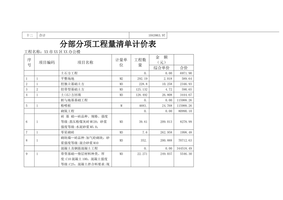 办公楼项目建安工程清单计价实例_第2页