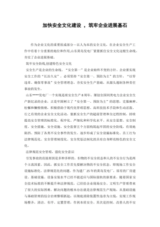 加快安全文化建设-筑牢企业发展基石