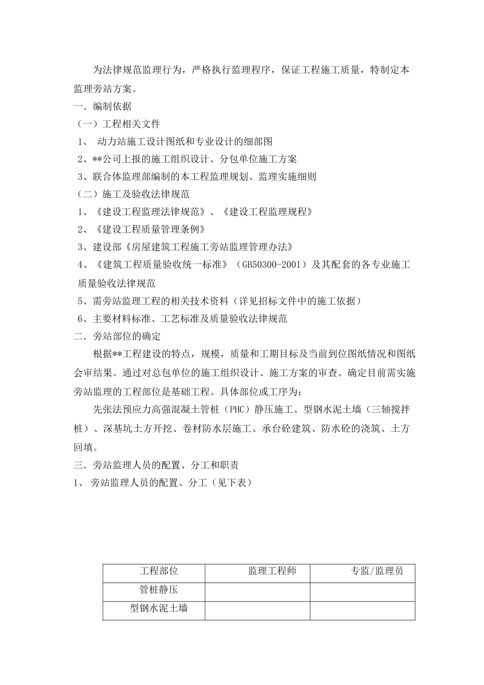 动力站监理旁站方案_第1页
