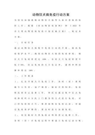 动物狂犬病免疫行动方案精品策划方案