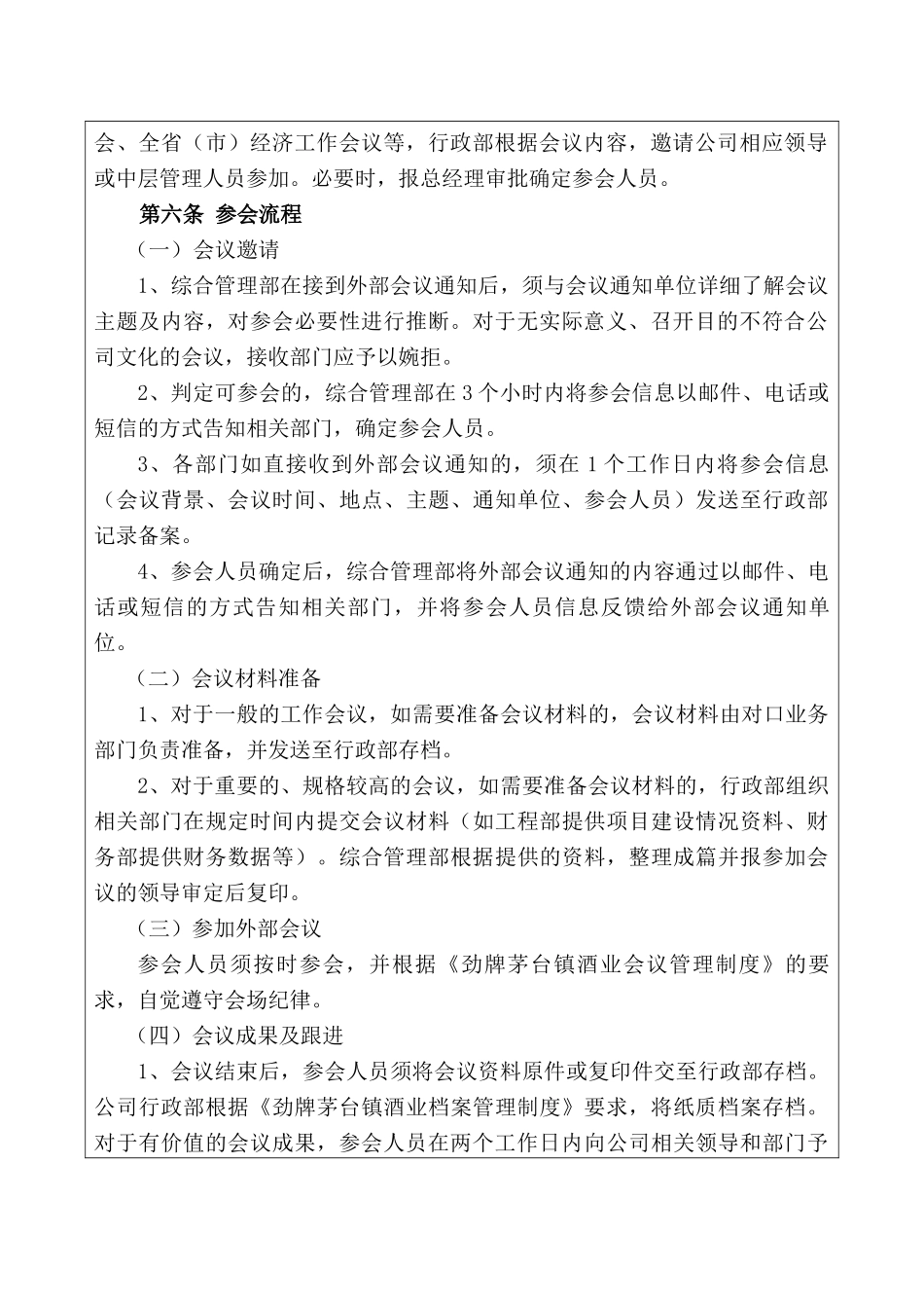劲牌茅台镇酒业参加外部会议管理制度_第2页