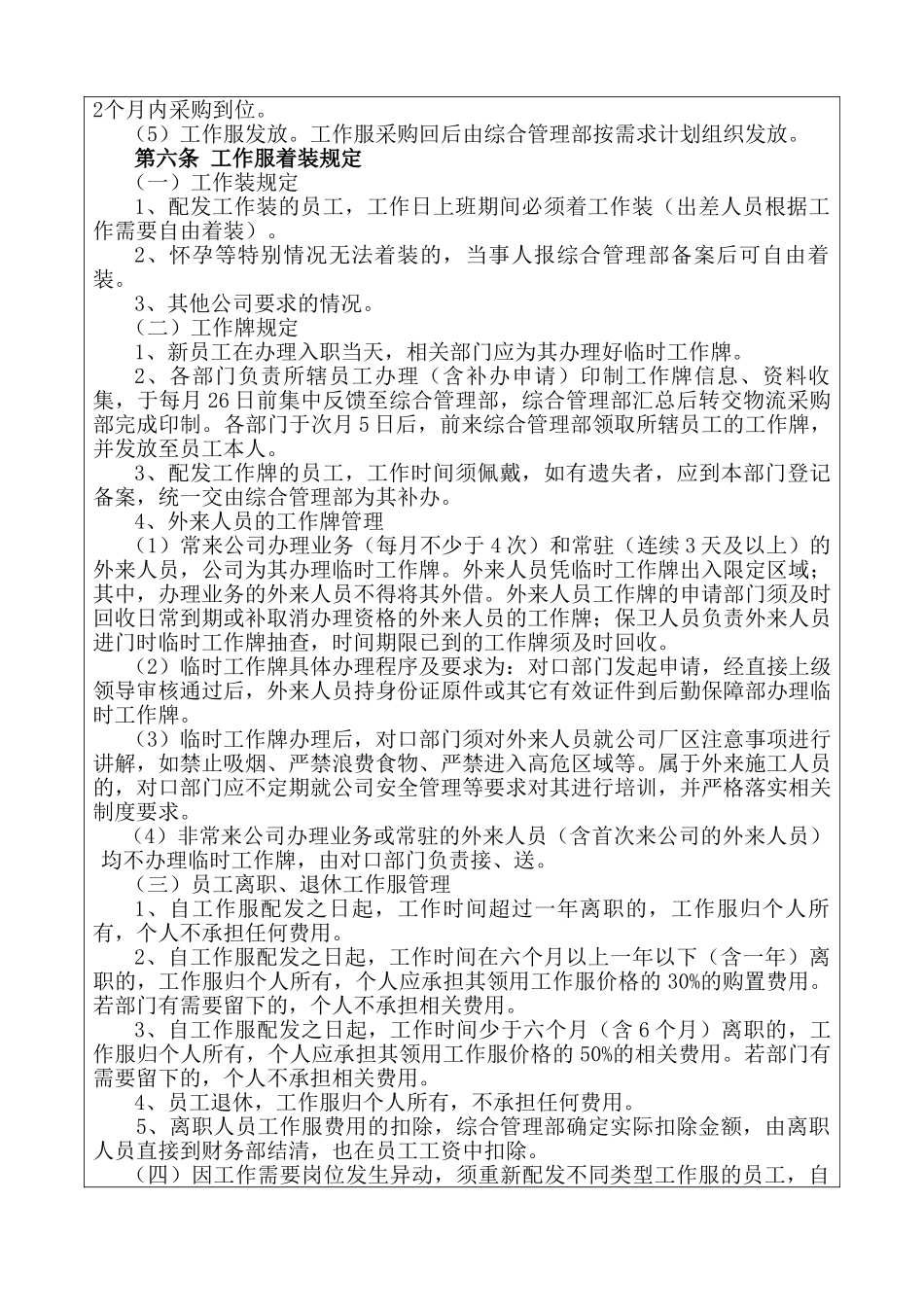 劲牌茅台镇酒业工作服与工作牌管理制度_第2页