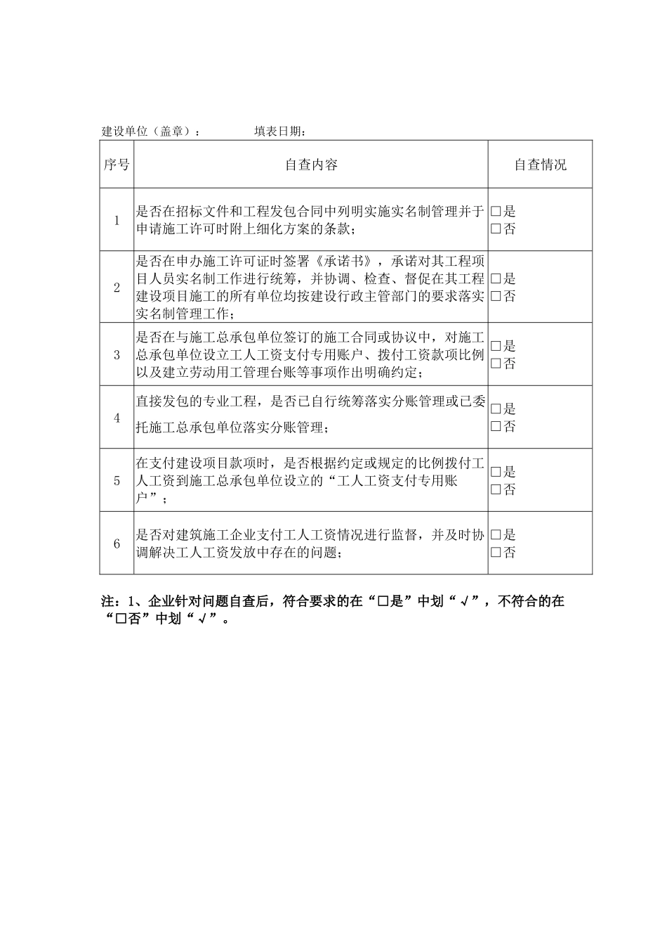 劳务工实名制和分账制工作检查表_第2页