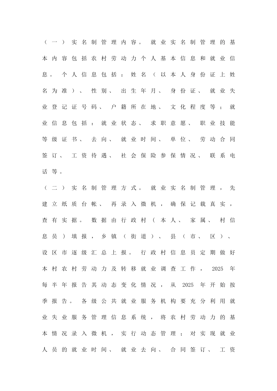 劳动力就业实名制管理实施方案精品策划方案_第3页