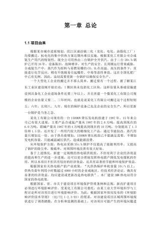 化工厂自备热电站节能技改项目环境影响报告书