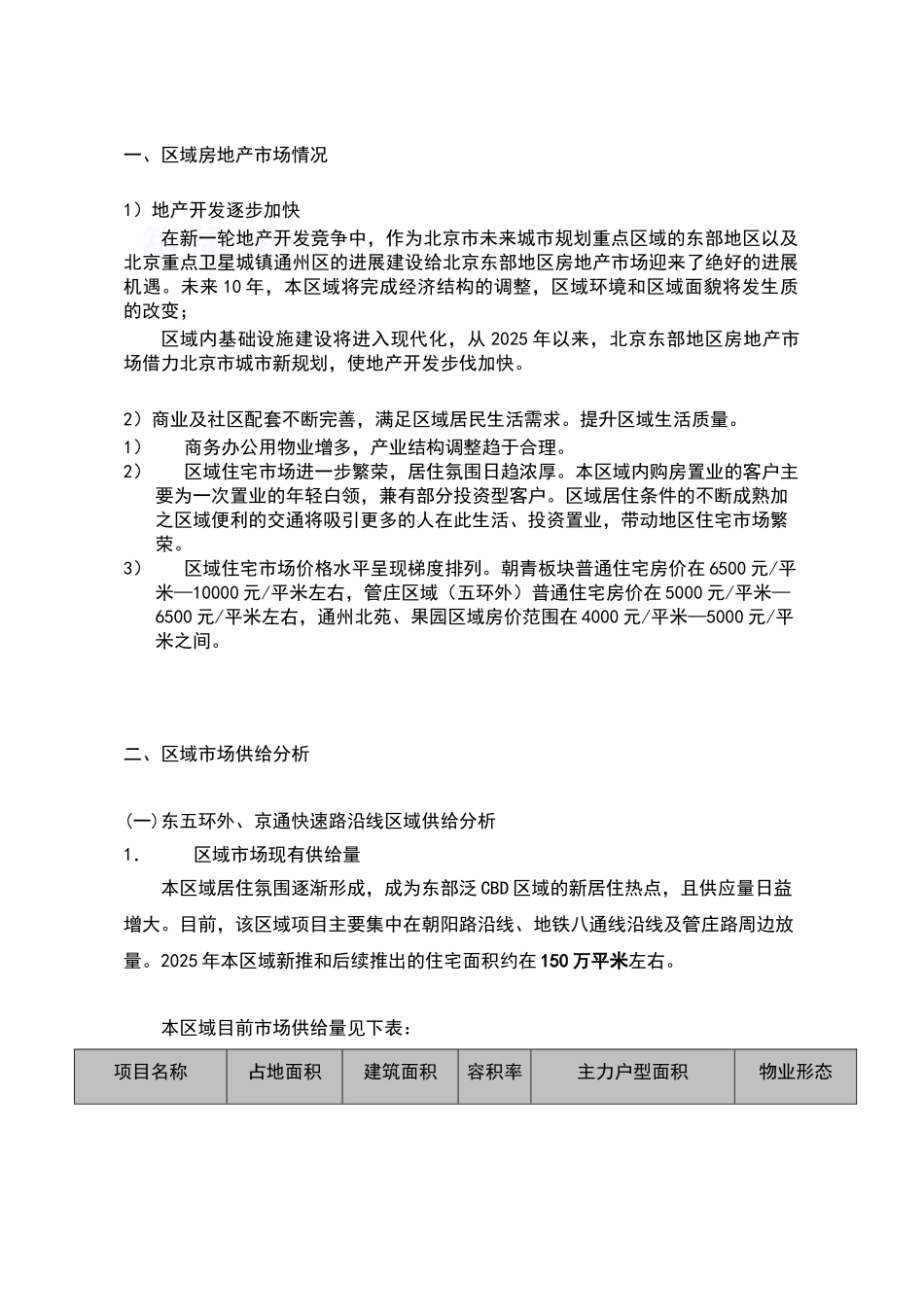 北京东部地区市场供给分析_第1页