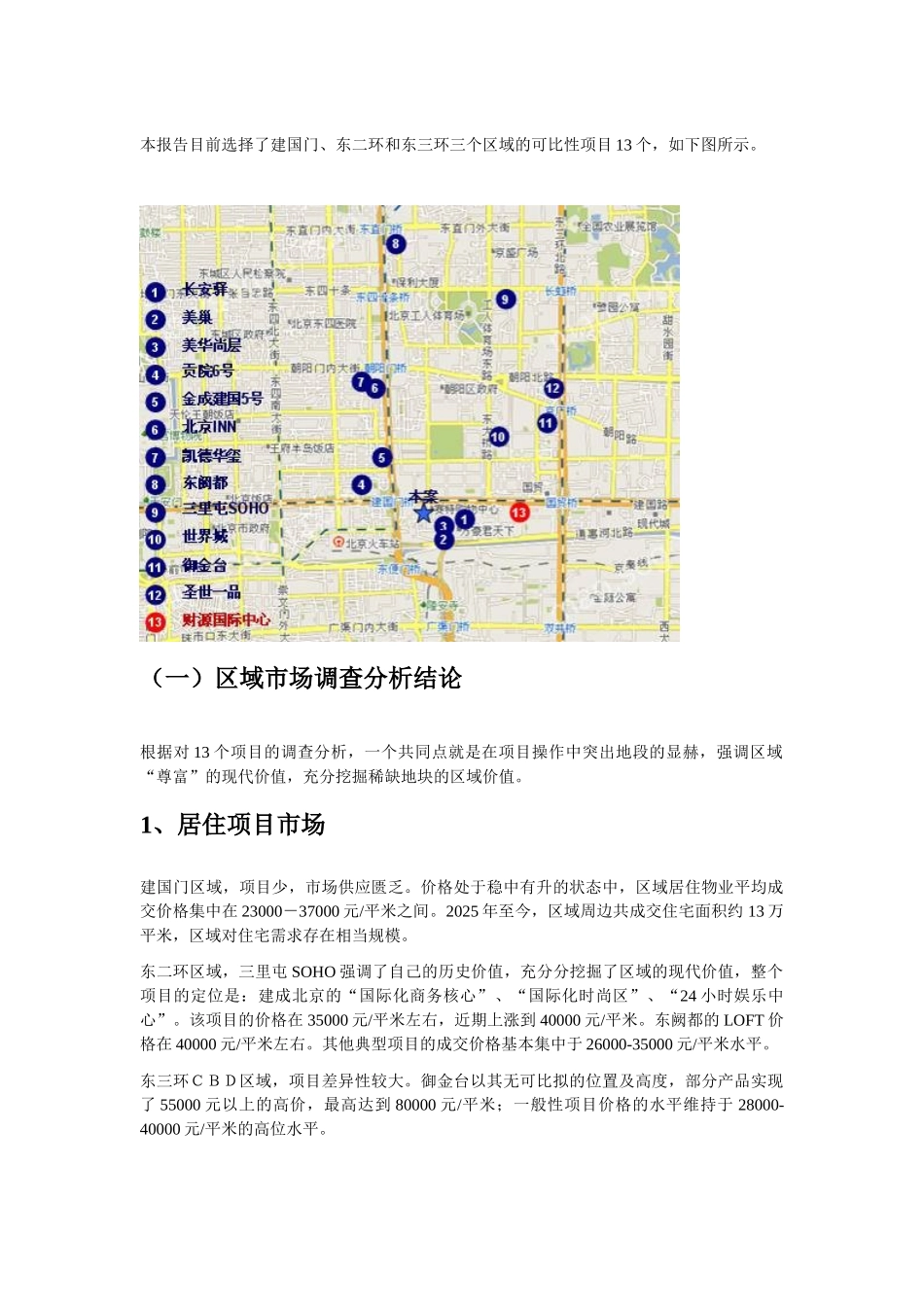 北京建国门、东二环、东三环市场调研报告_第1页