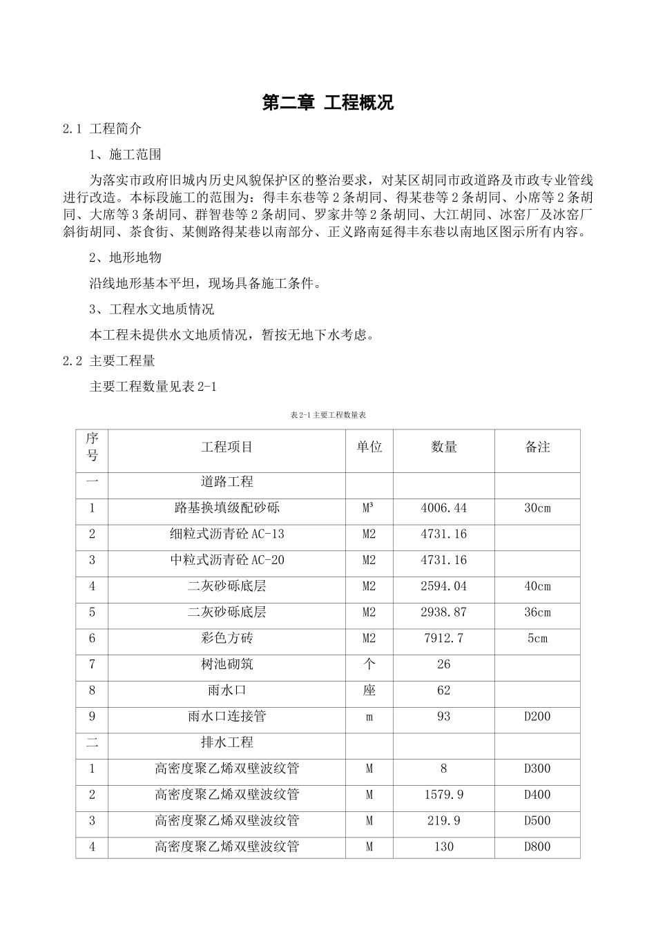 北京某区十九条胡同市政管线改造施工组织设计_第2页