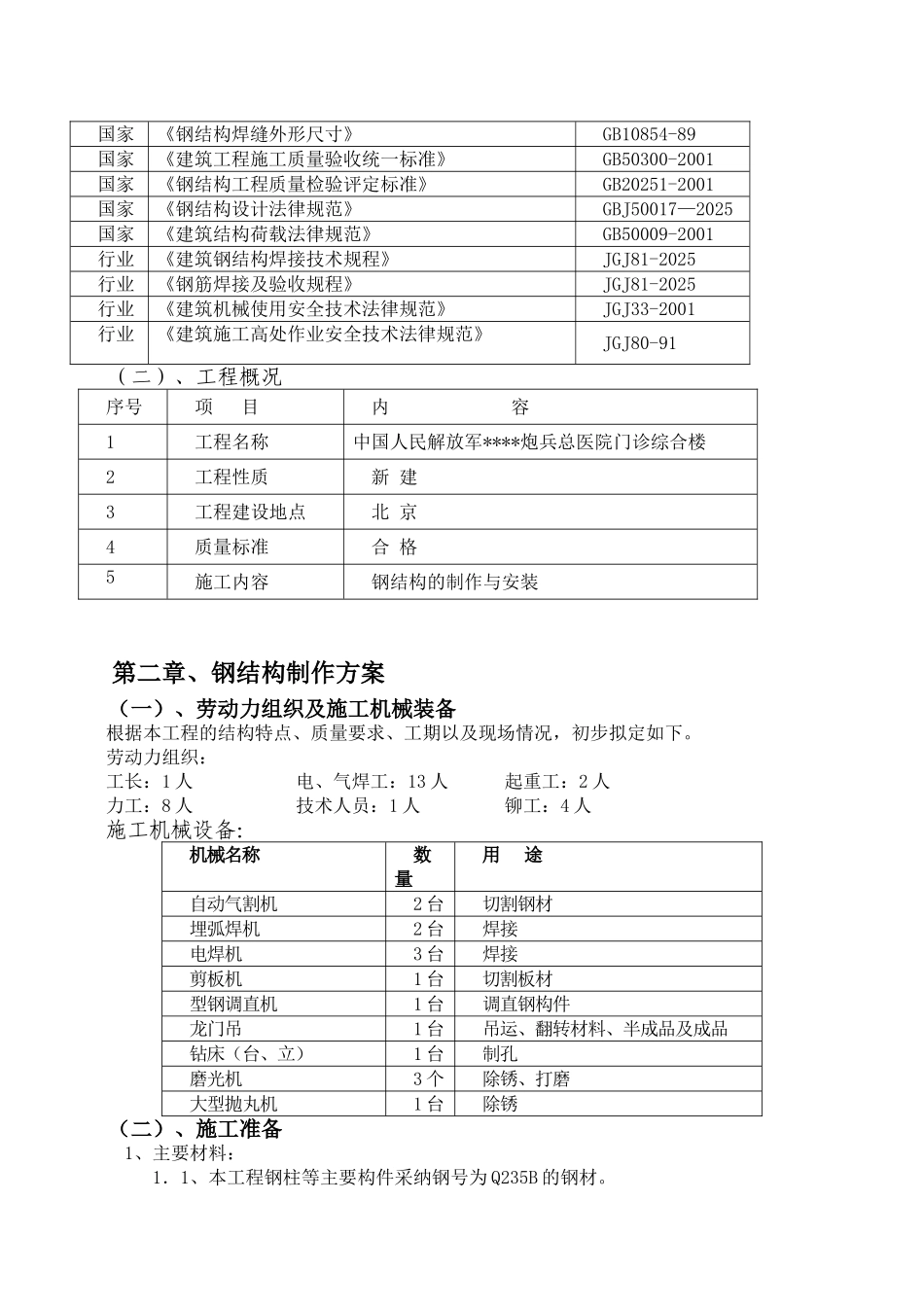 北京某医院综合楼钢结构施工方案_第2页