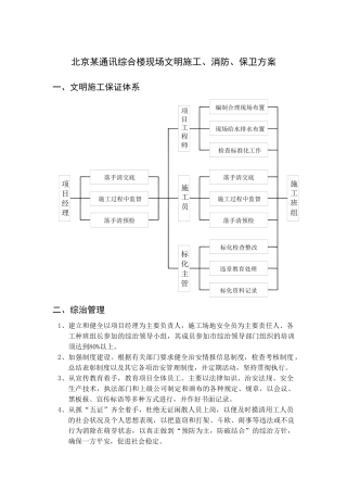 北京某通讯综合楼现场文明、消防、保卫施工方案