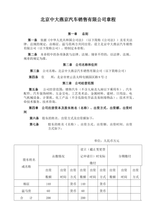 北京燕京销售公司章程090216
