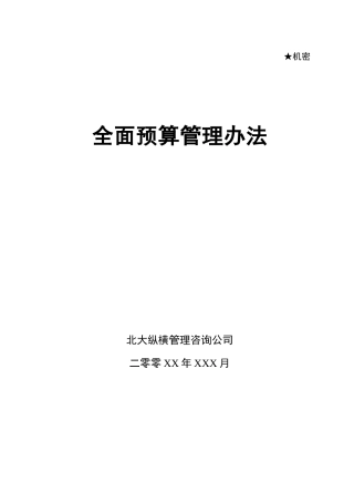 北大纵横为某公司做的全面预算管理办法