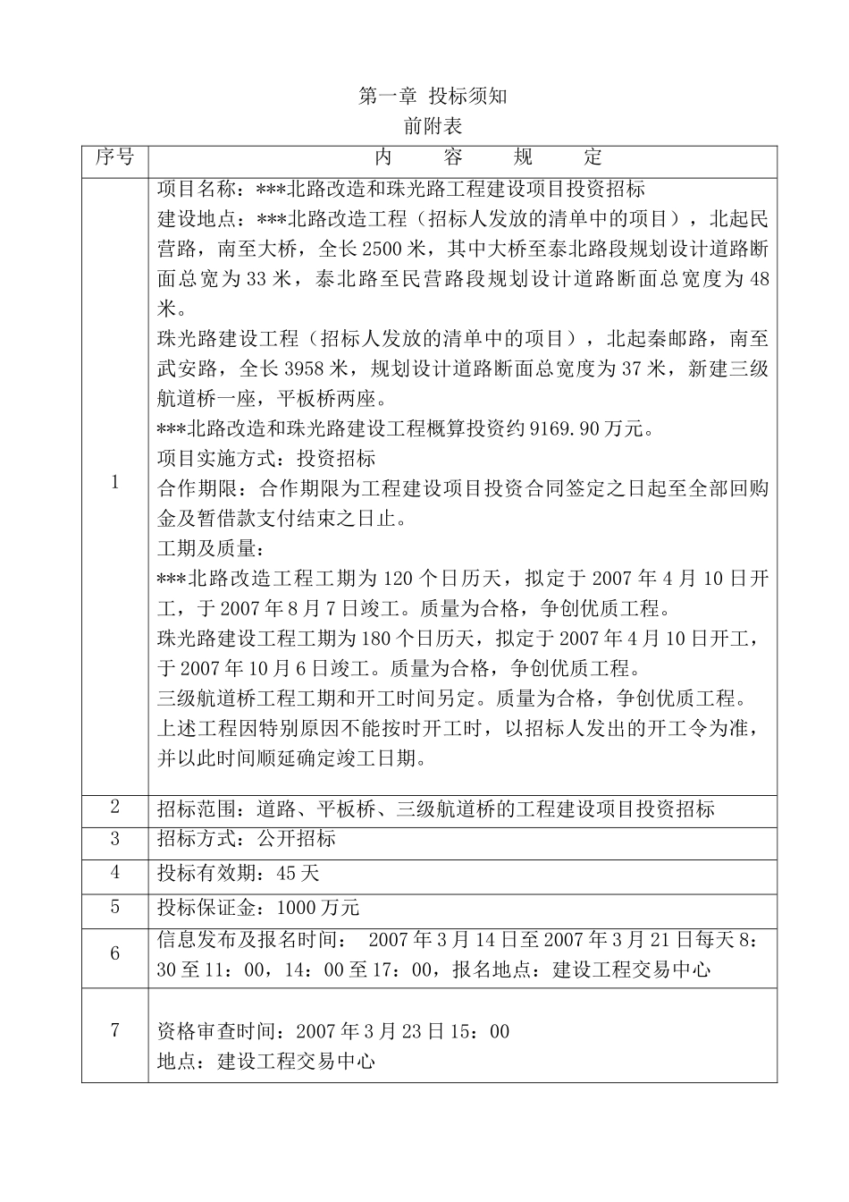 北路改造和珠光路工程建设项目投资招标文件_第3页