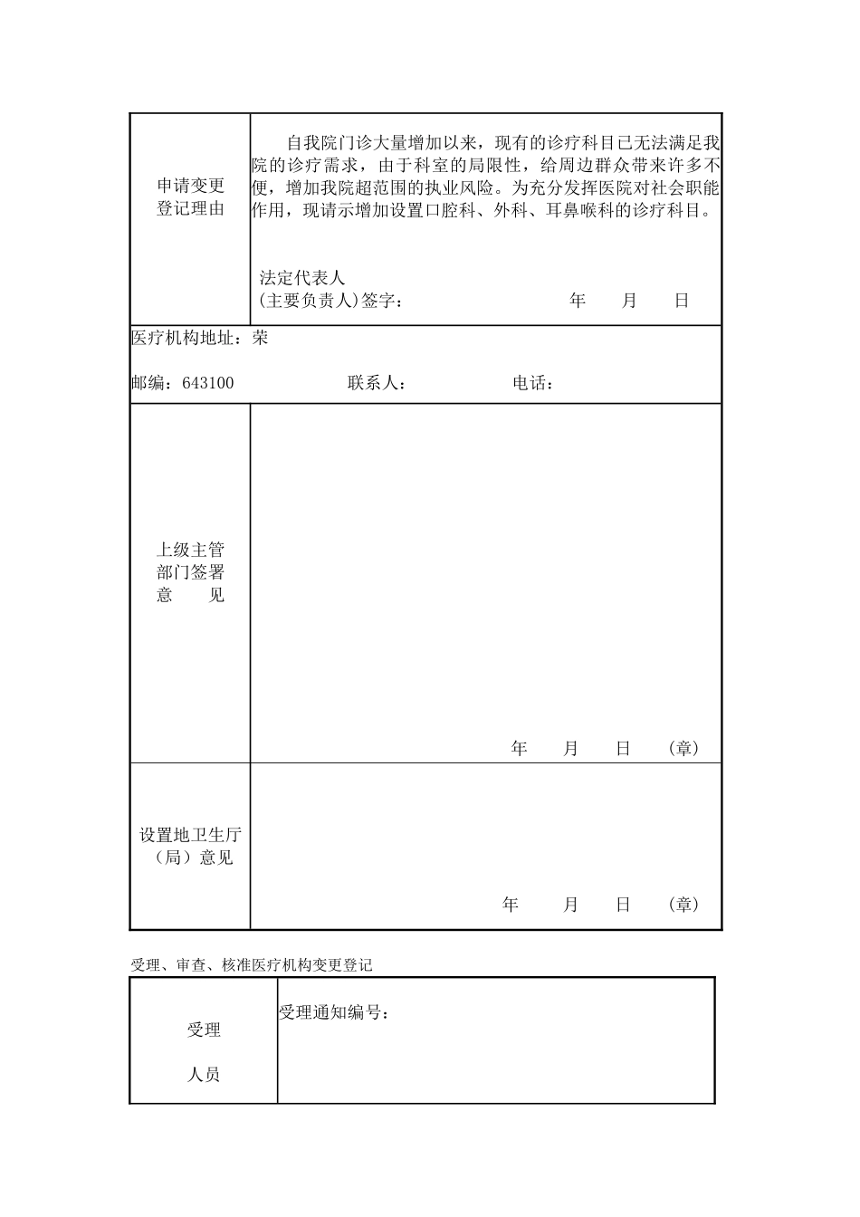医疗机构申请变更登记注册书_第3页