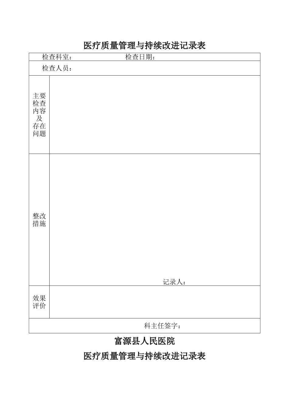 医疗版医务科医疗质量管理与持续改进记录考核内容_第3页