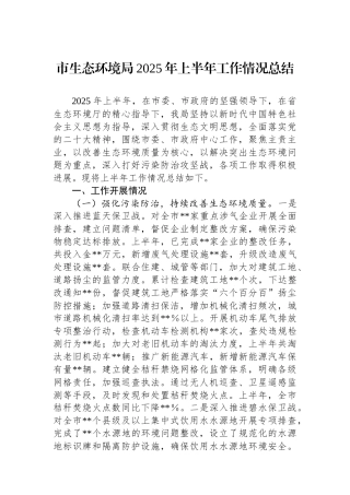 市生态环境局2025年上半年工作情况总结 (1)