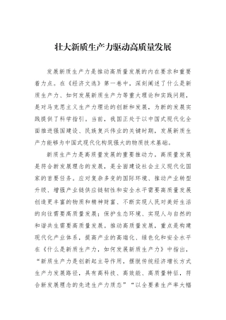 壮大新质生产力驱动高质量发展
