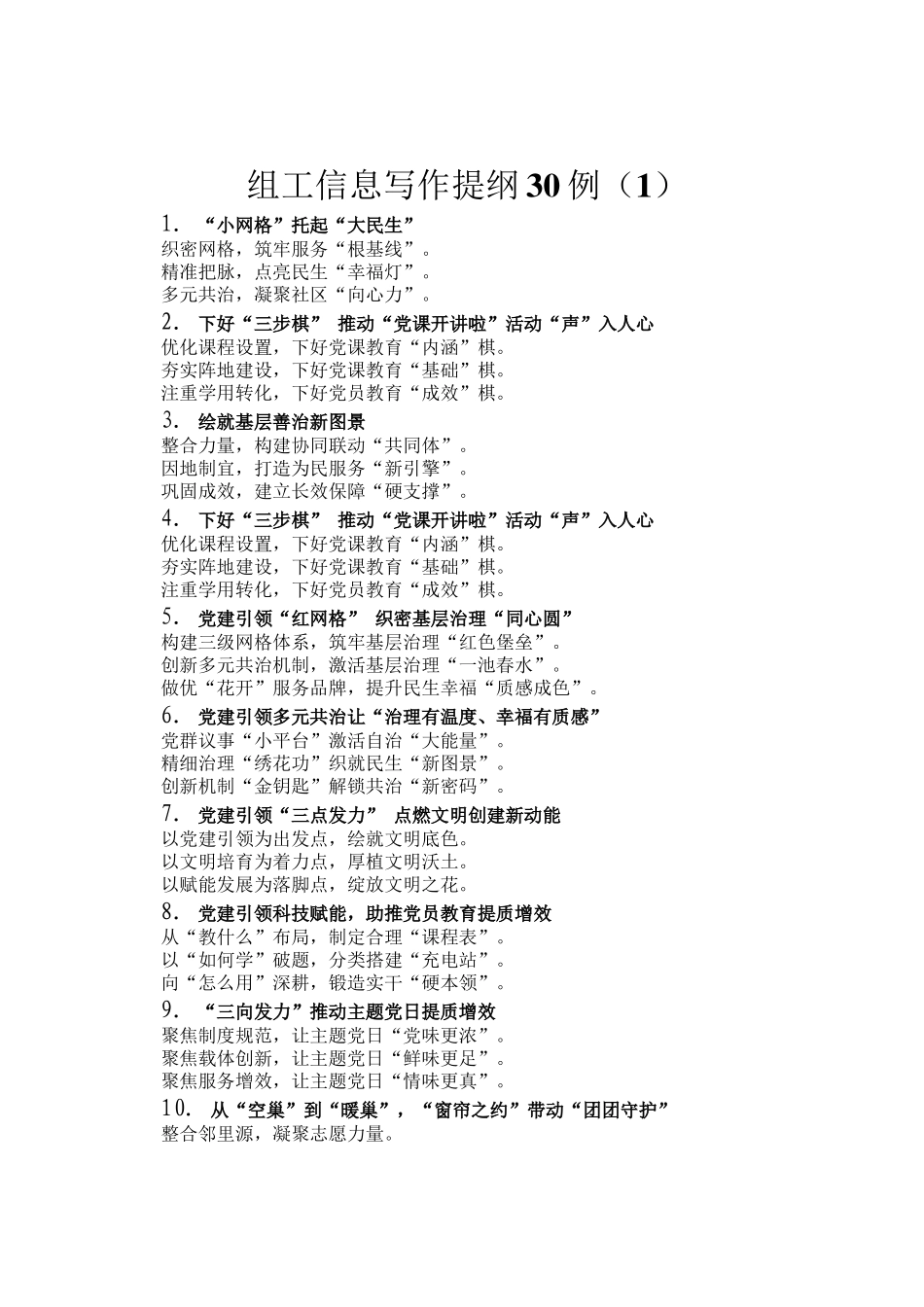 组工信息写作提纲30例（1）_第1页