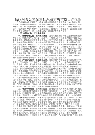 县政府办公室副主任政治素质考察自评报告