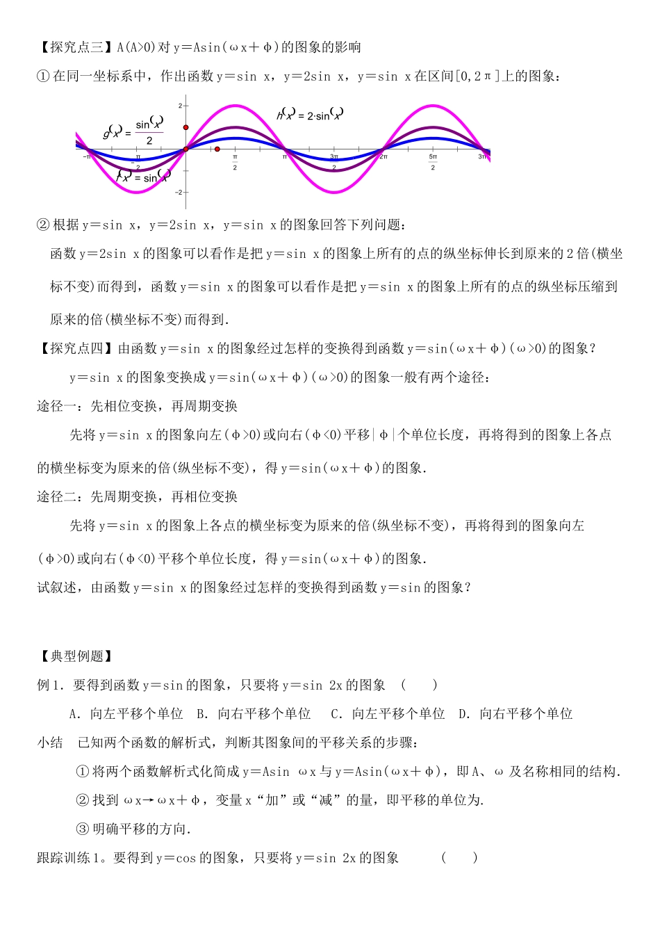 高中数学 1.5函数yAsin（ωxφ）的图象（1）学案 新人教A版必修4-新人教A版高一必修4数学学案_第3页