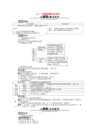 高中数学 2.1 向量的概念及表示导学案 苏教版必修4-苏教版高一必修4数学学案